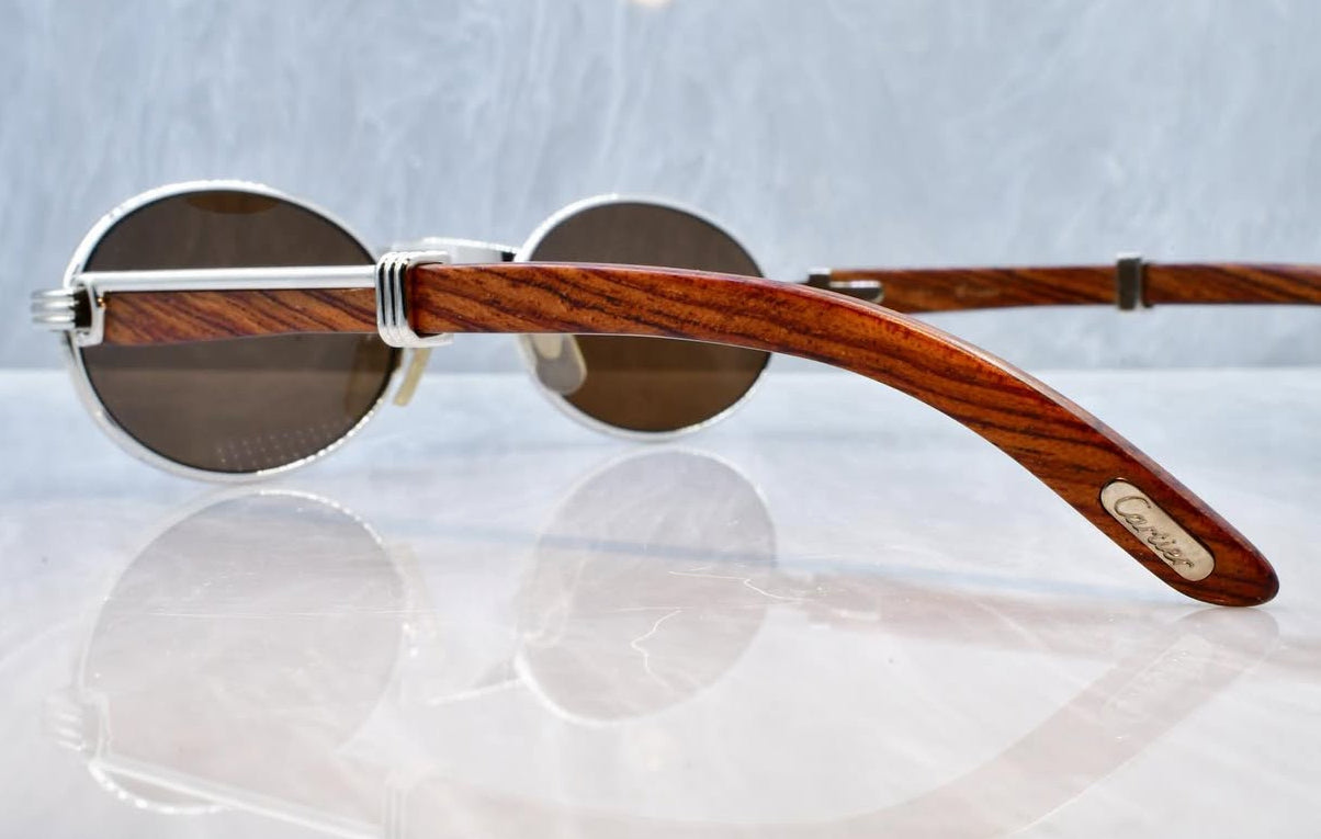 Pre-Owned Wood Frame Giverny platinum sunglasses Dark Tan Gradient