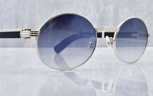 Pre-Owned Black Giverny Wood Frame Sunglasses Smoke Gradient