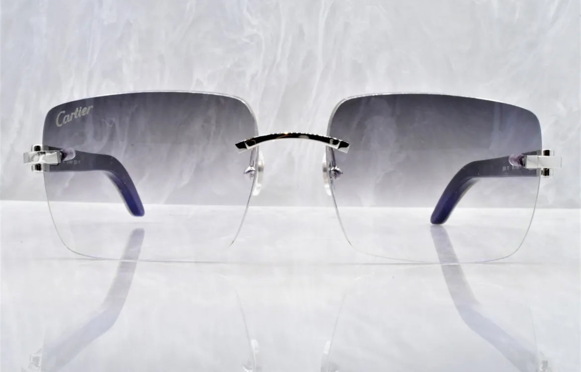 Pre-Owned Cartier Buffalo Horn White Sunglasses Gray Gradient