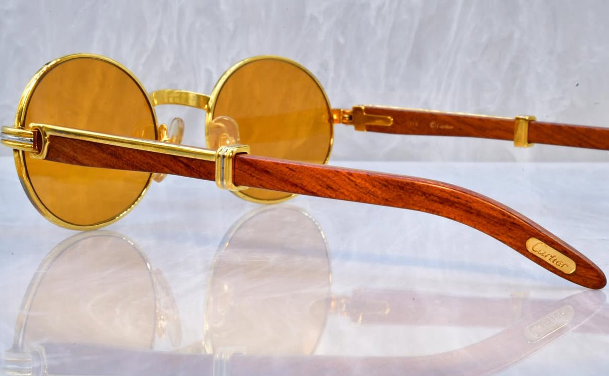 Pre-Owned Giverny Wood Frame Sunglasses Orange Gradient