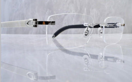 Pre-Owned Cartier Buffalo Horn White Sunglasses Platinum Clear