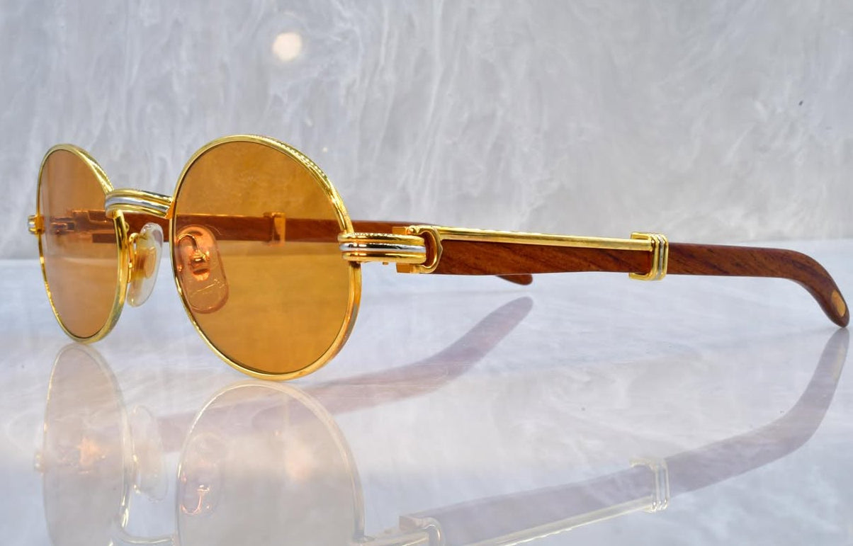 Pre-Owned Giverny Wood Frame Sunglasses Orange Gradient