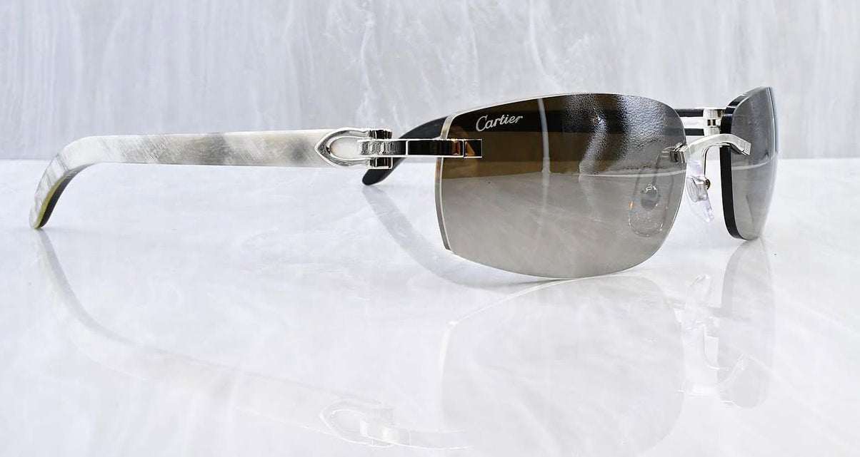 Pre-Owned Cartier Buffalo Horn White Sunglasses Smoke Gradient