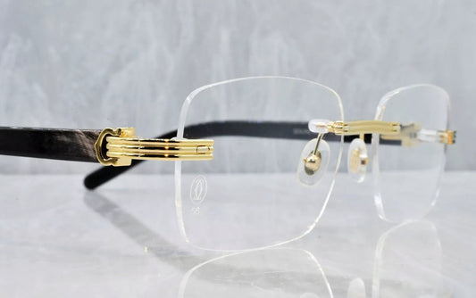 Pre-Owned Cartier Buffalo Horn Premiere Black Sunglasses Clear