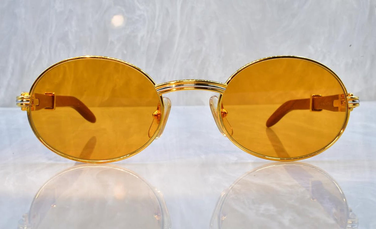 Pre-Owned Giverny Wood Frame Sunglasses Orange Gradient