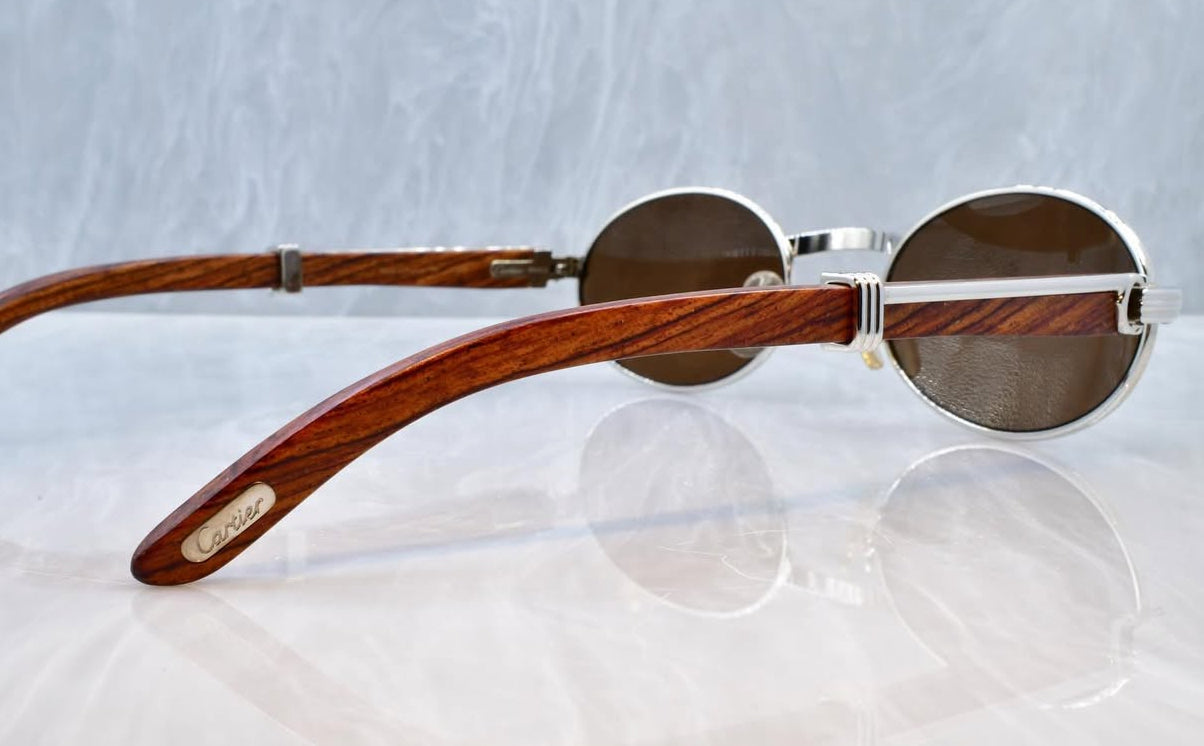 Pre-Owned Wood Frame Giverny platinum sunglasses Dark Tan Gradient