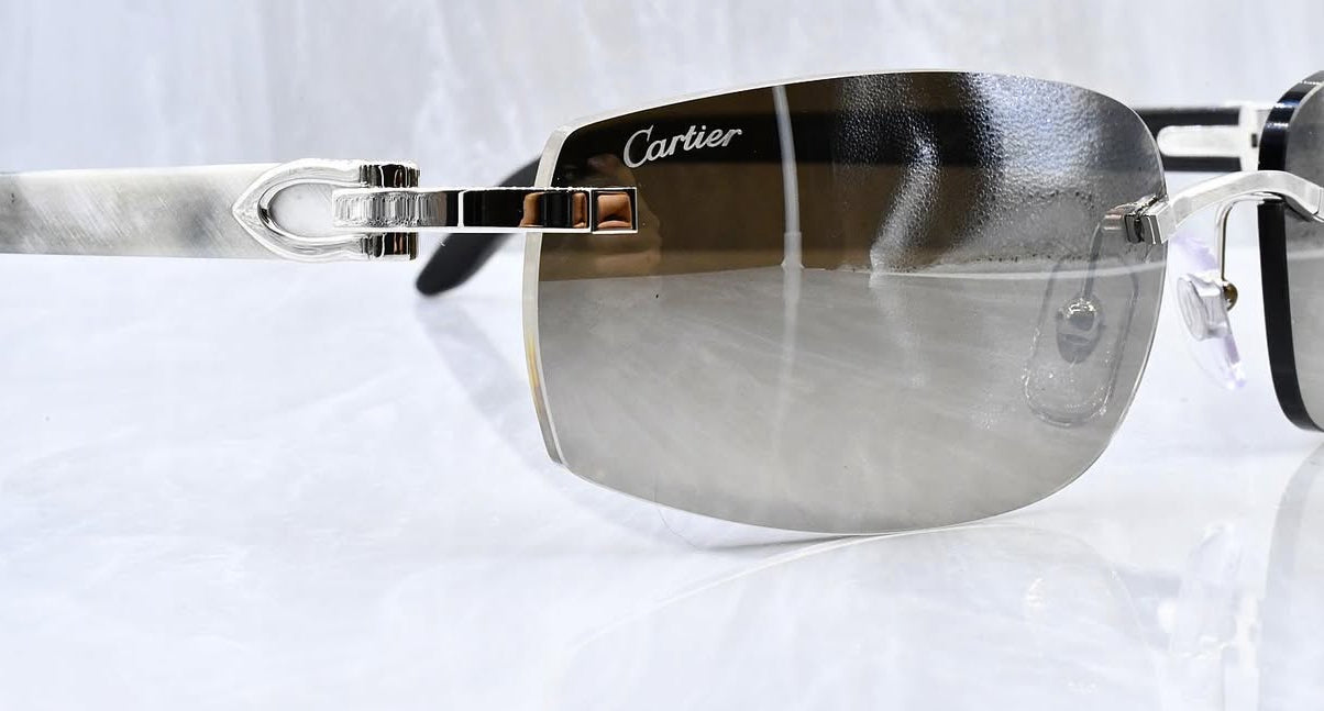 Pre-Owned Cartier Buffalo Horn White Sunglasses Smoke Gradient