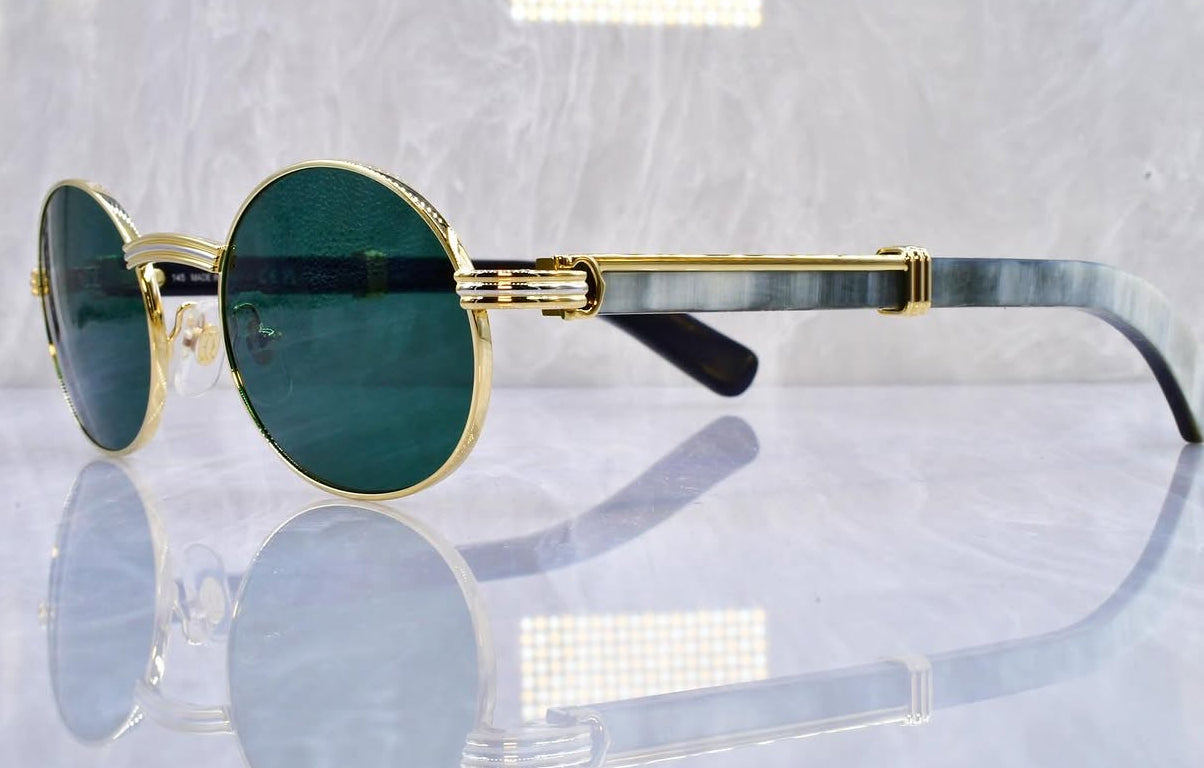 Pre-Owned Cartier Buffalo Horn Giverny Sunglasses Emerald Gradient