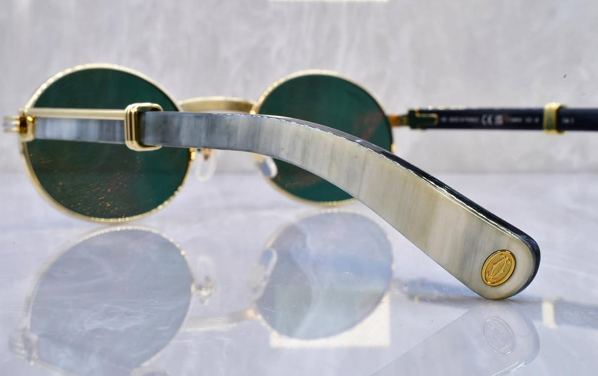 Pre-Owned Cartier Buffalo Horn Giverny Sunglasses Emerald Gradient