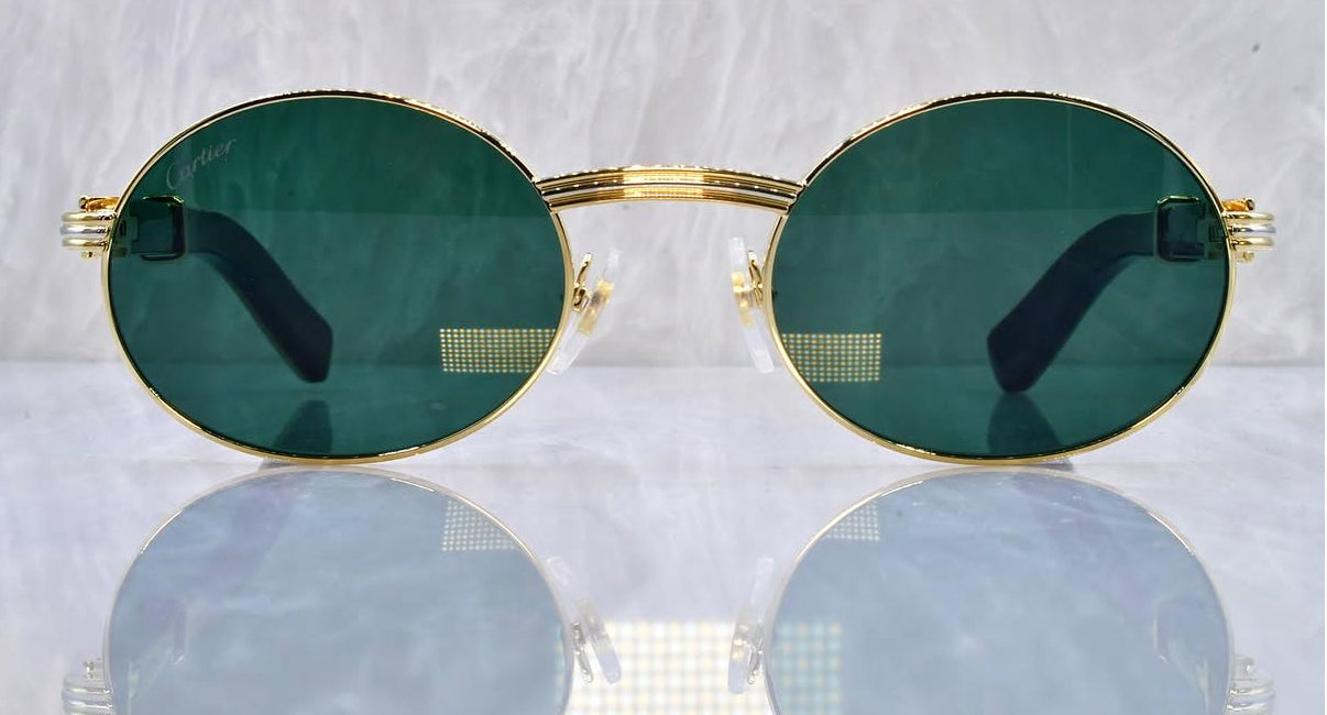 Pre-Owned Cartier Buffalo Horn Giverny Sunglasses Emerald Gradient