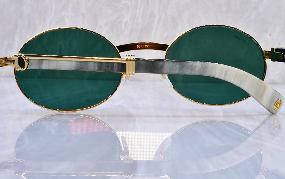 Pre-Owned Cartier Buffalo Horn Giverny Sunglasses Emerald Gradient