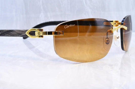 Pre-Owned Cartier Buffalo Horn Black Sunglasses Tan Gradient