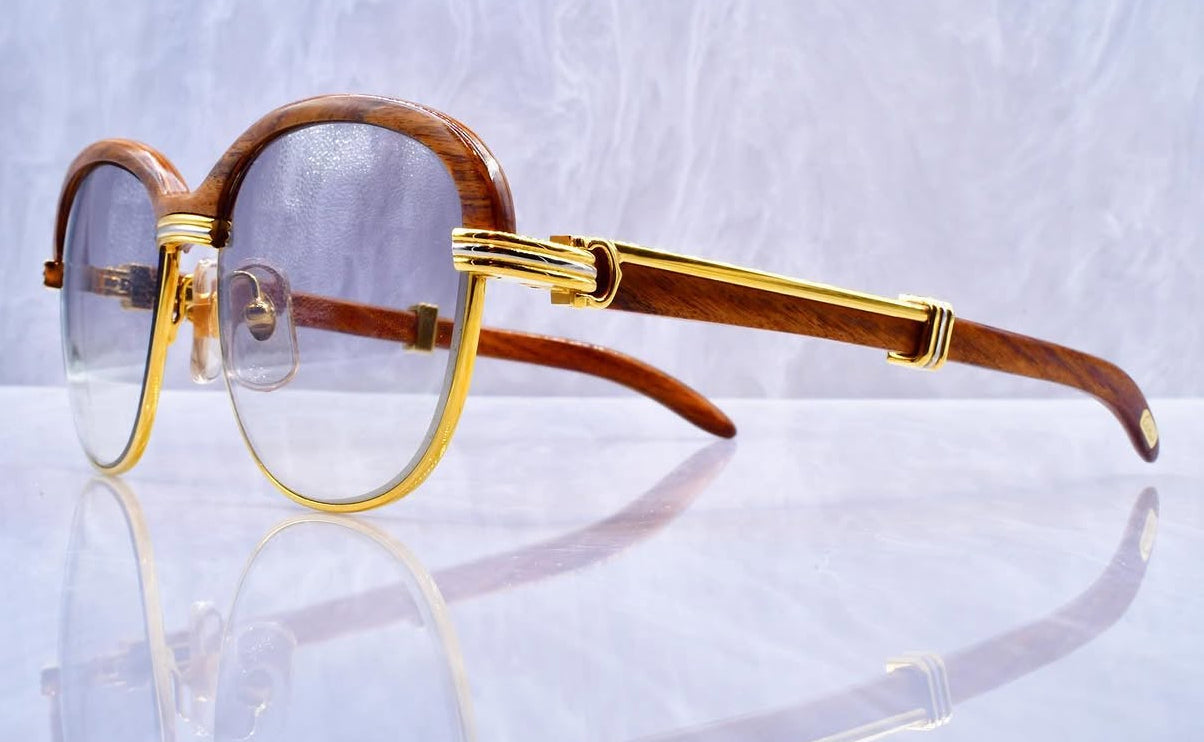 Pre-Owned Malmaison Wood Frame Sunglasses Smoke Fade Gradient