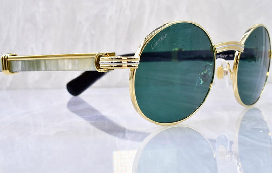Pre-Owned Cartier Buffalo Horn Giverny Sunglasses Emerald Gradient