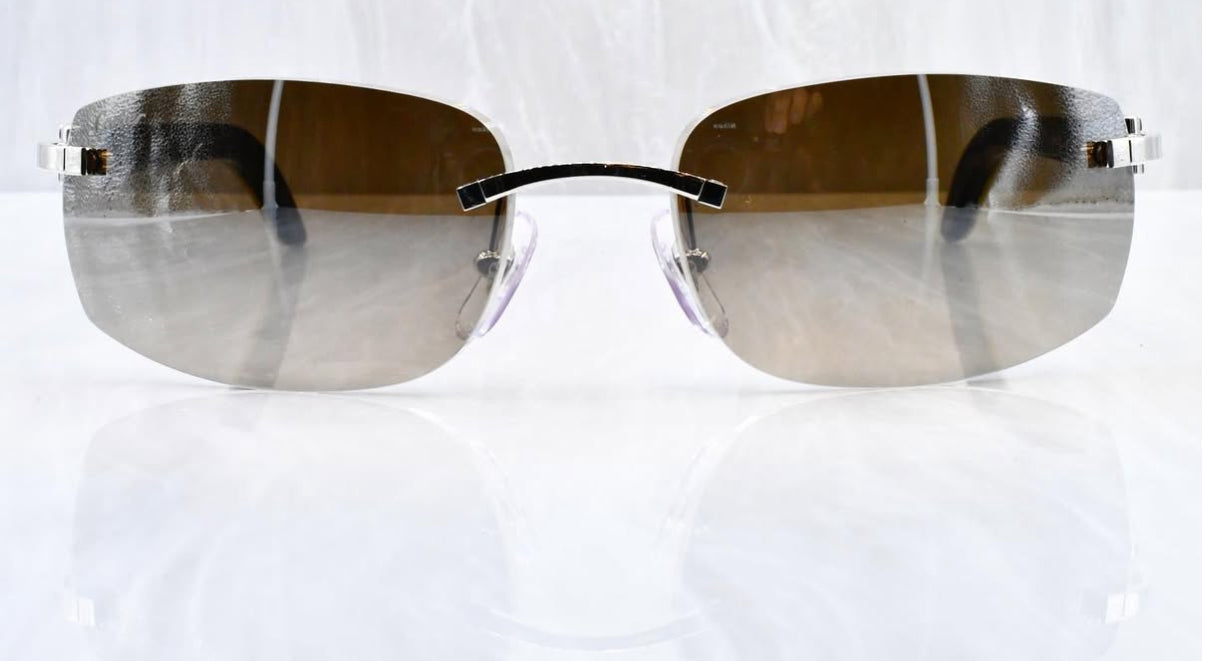 Pre-Owned Cartier Buffalo Horn White Sunglasses Smoke Gradient