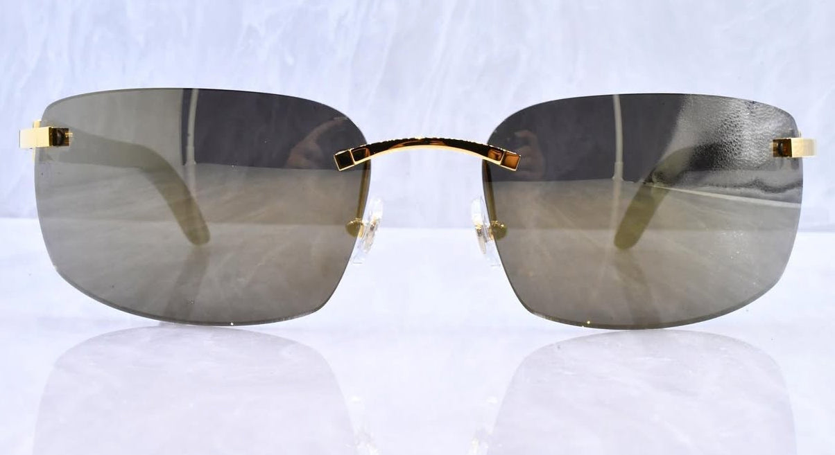 Pre-Owned Cartier Buffalo Horn Black Sunglasses Gray Gradient