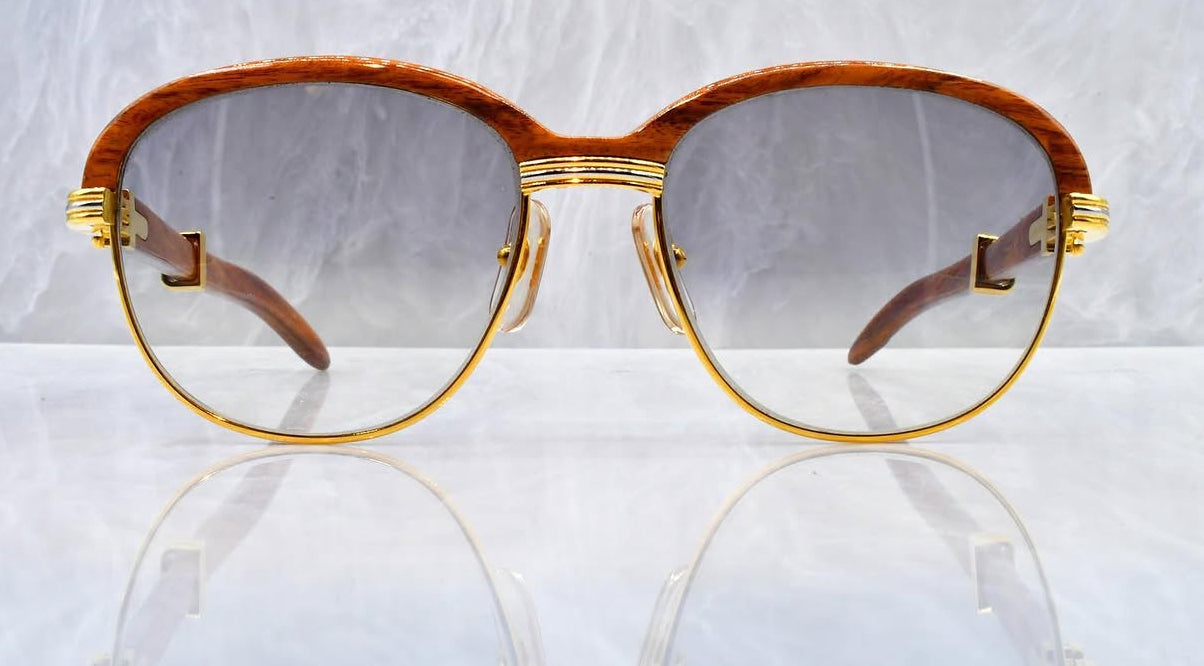 Pre-Owned Malmaison Wood Frame Sunglasses Smoke Fade Gradient