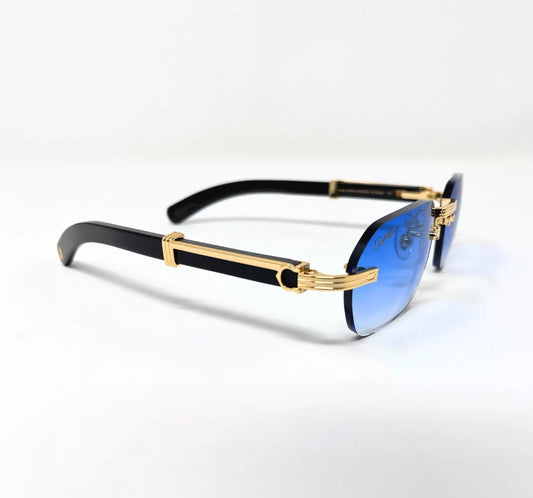 Buffalo Horn Premiere Black Sunglasses Blue Gradient