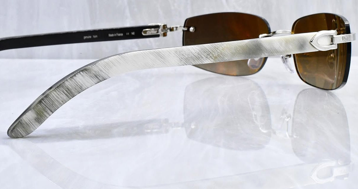 Pre-Owned Cartier Buffalo Horn White Sunglasses Smoke Gradient