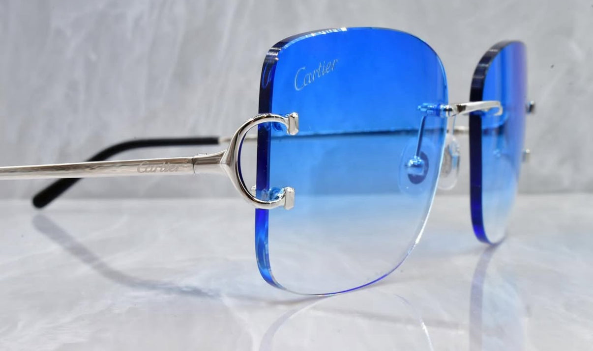 Pre-Owned Cartier C-Decor Sunglasses Blue Gradient